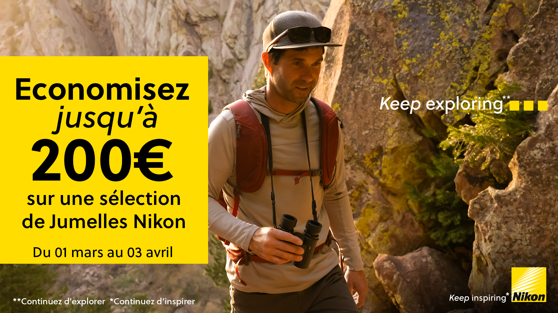 Economisez jusqu'à 200€ sur une sélection de Jumelles Nikon