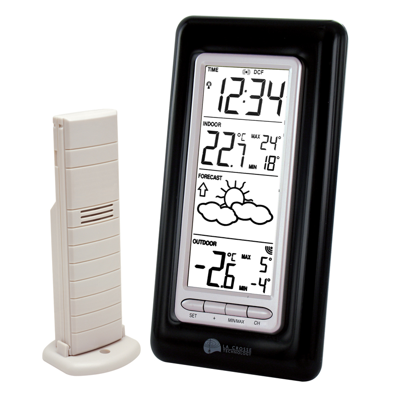 La Crosse Technology 308-1711BL 0.40 lb Weather Station and Temp Alerts  with Wireless Sensor 